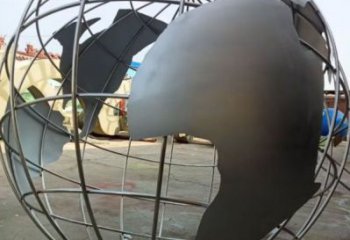 庭院地球儀雕塑，鍍金歐式雕塑，網(wǎng)格形式