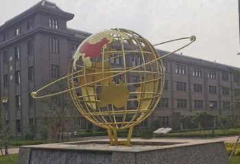 鏤空地球儀雕塑制造商，校園雕塑，烤漆地球儀雕塑廠家