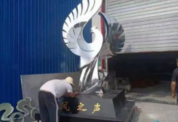 景觀鳳凰雕塑定做，小區(qū)擺件，鏡面不銹鋼鳳凰雕塑制作