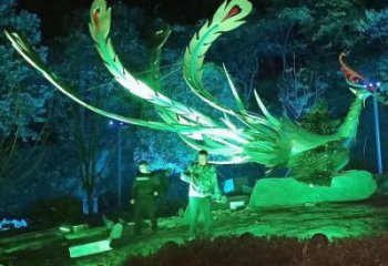 中式鳳凰雕塑定價(jià)，街頭雕塑，發(fā)光鳳凰雕塑制作廠家