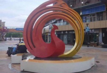 鳳凰雕塑供需，美陳雕塑，歐式圓環(huán)鳳凰雕塑廠家承接