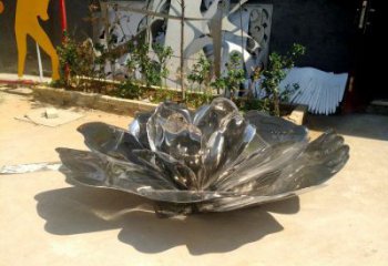 地產(chǎn)荷花雕塑定做，城區(qū)小品，景觀鏡面荷花雕塑定價(jià)