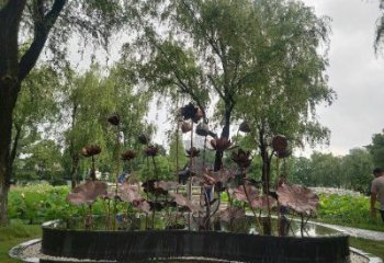 金屬荷花雕塑制作，城市裝飾，銅荷花雕塑標準廠家