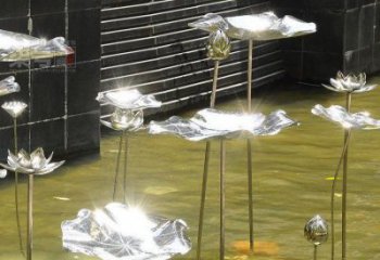 鏡面荷葉雕塑制造商，公園雕塑，不銹鋼荷葉雕塑廠家