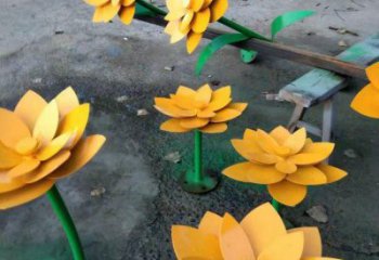 黃蓮花雕塑精選，室外軟裝，烤漆黃蓮花雕塑廠家