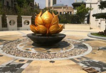 金蓮花雕塑廠家，露天雕塑，不銹鋼金蓮花雕塑選用