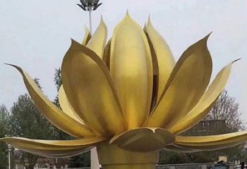 金蓮花雕塑定價(jià)，街景小品，不銹鋼金蓮花雕塑工廠