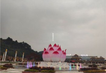 大型蓮花雕塑制造，透雕系列，蓮花噴泉雕塑廠家承接