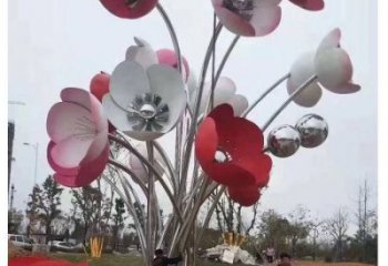 烤漆花朵雕塑廠家，景觀美陳類，不銹鋼花朵雕塑制造