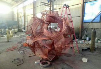 花球雕塑訂做，街景小品，不銹鋼花球雕塑制作廠家