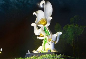 蘭花雕塑精選，美陳雕塑，鍛鋼蘭花花朵雕塑通用