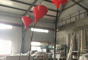 花朵雕塑標準，烤漆工藝，郁金香花朵雕塑廠家