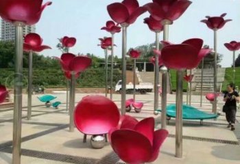 花朵雕塑定做，多彩藝術(shù)，郁金香花朵雕塑廠(chǎng)家選用