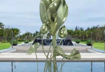 花朵雕塑指用，白鋼構(gòu)件，郁金香花朵雕塑廠家提供