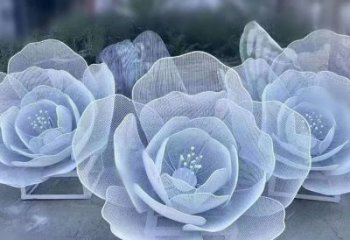 牡丹花雕塑優(yōu)選，拉絲工藝，鏤空牡丹花雕塑承接