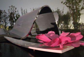 牡丹花雕塑工廠，街景小品，不銹鋼牡丹花雕塑廠常用