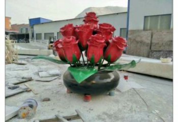 仿真牡丹花雕塑廠家，小區(qū)雕塑，牡丹花花朵雕塑制作