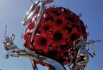 牡丹花雕塑供需，彩鋼制作，大型牡丹花花朵雕塑公司