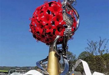牡丹花雕塑選用，小區(qū)擺件，大型牡丹花花朵雕塑公司