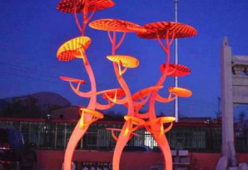 門口花傘雕塑點(diǎn)擊，地標(biāo)擺件，不銹鋼花傘雕塑承接