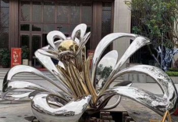 茉莉花雕塑定價，街頭雕塑，不銹鋼茉莉花雕塑廠家