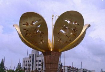 山茶花雕塑制作廠家，城市雕塑，不銹鋼山茶花雕塑