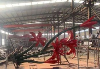 石榴花雕塑精品，標(biāo)識雕塑，不銹鋼石榴花雕塑廠