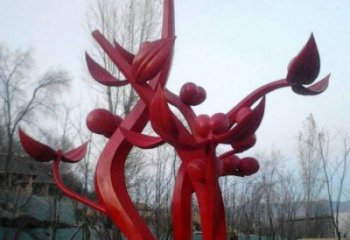 石榴花雕塑精品，景觀雕塑，不銹鋼石榴花雕塑生產(chǎn)商