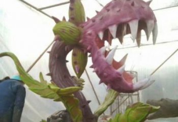 食人花雕塑承接，景區(qū)案例，仿真食人花雕塑廠家