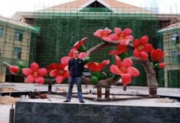 桃花雕塑供需，美陳雕塑，仿真桃花雕塑廠家承接