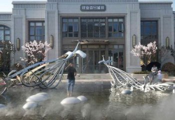 孔雀景觀(guān)雕塑常用，酒店擺件，水景不銹鋼孔雀雕塑廠(chǎng)