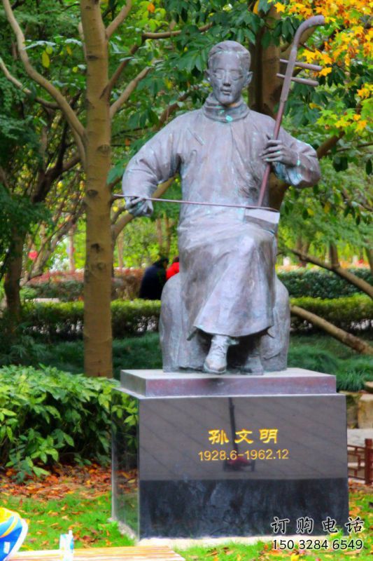 拉二胡雕塑專供，景區(qū)雕塑，仿古民俗人物雕塑提供