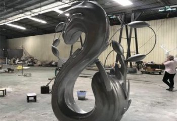 城市海浪雕塑，網(wǎng)格體育雕塑，古銅效果
