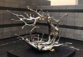 庭院海浪雕塑，鍍金歐式雕塑，鏡面形式