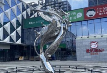 校園海浪雕塑，拉絲景觀雕塑，抽象主題