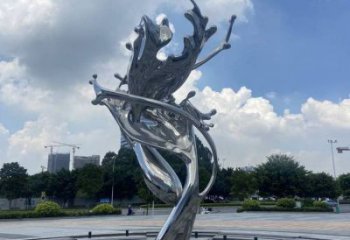 園林海浪雕塑，噴漆景觀雕塑，鏡面形式