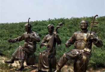 拉二胡雕塑訂做，街景小品，戶外民俗人物雕塑制作