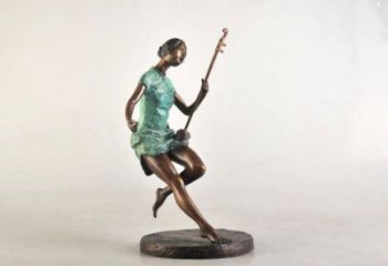 拉二胡雕塑精品，標(biāo)識雕塑，小區(qū)民俗人物雕塑供給
