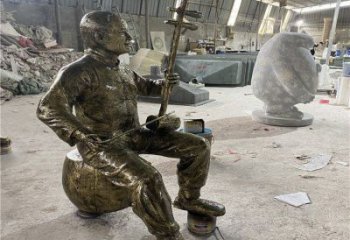 拉二胡雕塑預(yù)定，小區(qū)擺件，民俗人物雕塑主題精品