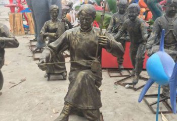 彈古箏雕塑供求，露天雕塑，民俗人物雕塑制作