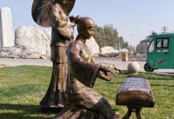 彈古箏雕塑供需，美陳雕塑，景觀民俗人物雕塑承接