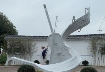 小提琴雕塑訂做，室外軟裝，不銹鋼小提琴雕塑供應(yīng)
