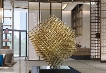 立方體雕塑訂做，戶外雕塑，鏤空立方體雕塑廠家