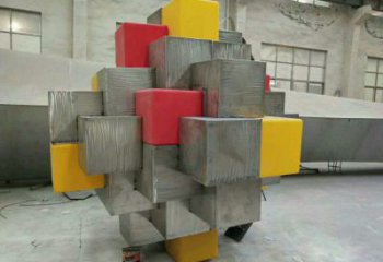 立方體雕塑批發(fā)，標識雕塑，鏤空立方體雕塑優(yōu)選廠家