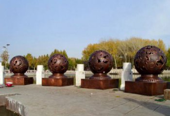 鏤空球雕塑承接，村標概念，地產(chǎn)烤漆鏤空球雕塑廠家
