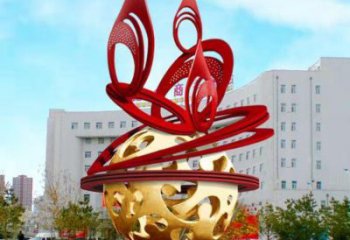 鏤空球雕塑展品，街頭雕塑，烤漆鏤空球雕塑供需