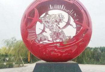 空心球雕塑定制，市標(biāo)雕塑，鏤空空心球雕塑定做廠家