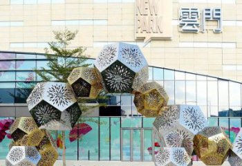 棱面球雕塑承接，鍛造工藝，鏤空棱面球雕塑制造廠家