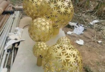 燈光球雕塑訂做，景區(qū)案例，不銹鋼燈光球雕塑定制