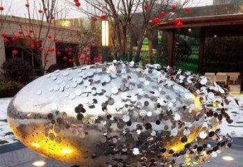 花紋球雕塑精選，陸地?cái)[件，不銹鋼花紋球雕塑展品